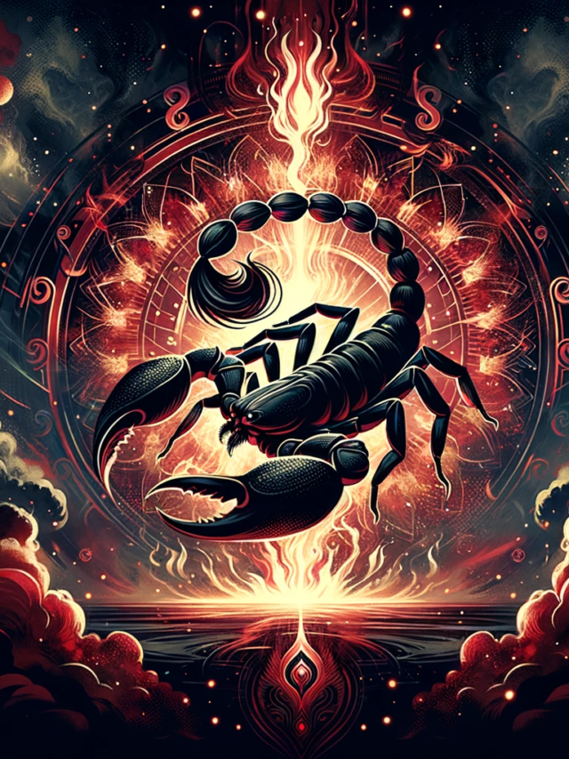 DALL·E-2023-11-01-14.02.10-Illustration-highlighting-the-Scorpio-zodiac-sign.-The-image-showcases-a-dramatic-and-captivating-scene-with-a-stylized-scorpion-surrounded-by-flames-